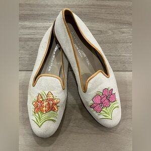 Stubbs & Wootton Embroidered Floral Loafers Slip On Shoes Women's 8.5